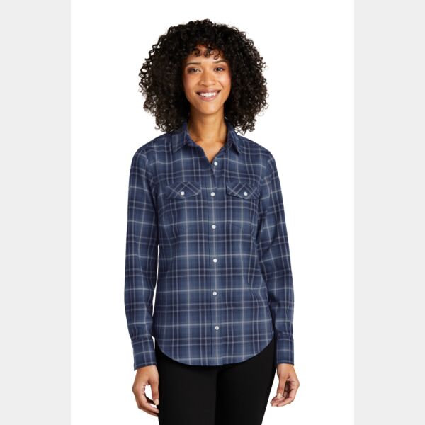 Women's Long Sleeve Ombre Plaid Shirt Thumbnail
