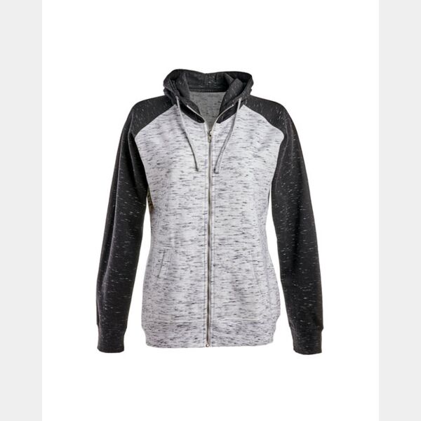 Ladies' Mélange Fleece Two-Tone Full-Zip Hooded Sweatshirt Thumbnail