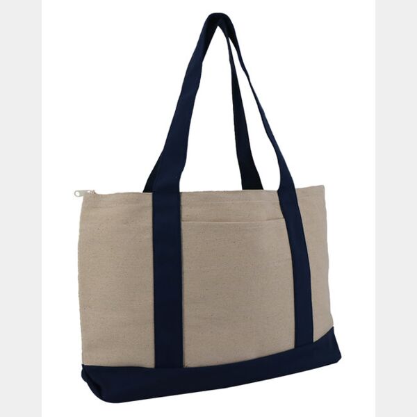 Large Zippered Cotton Canvas Tote Thumbnail