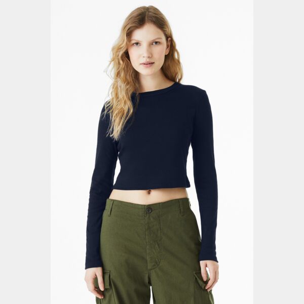 Women's Micro Rib Long Sleeve Baby Tee Thumbnail