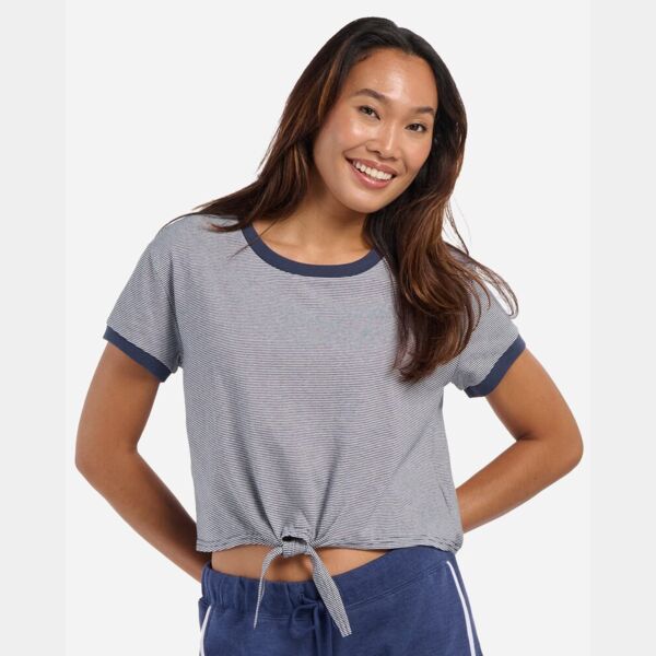 Women's Striped Tie Front T-Shirt Thumbnail