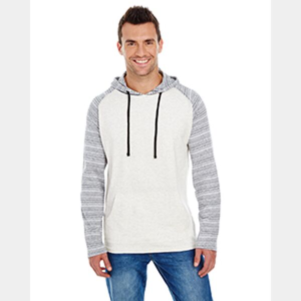 Adult Raglan Sleeve Striped Jersey Hooded T-Shirt Thumbnail