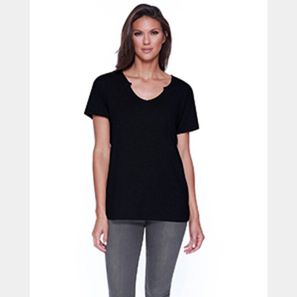 Ladies' Cotton/Modal Open V-Neck T-Shirt Thumbnail