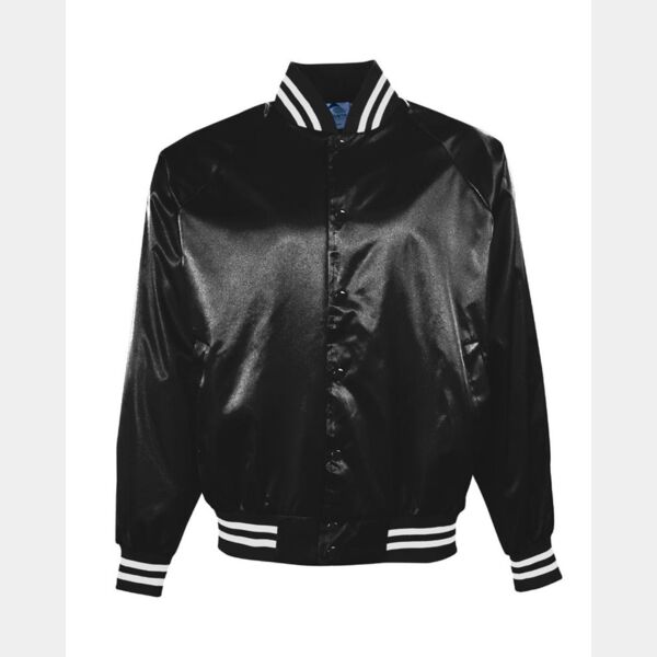 Unisex Satin Baseball Jacket Striped Trim Thumbnail