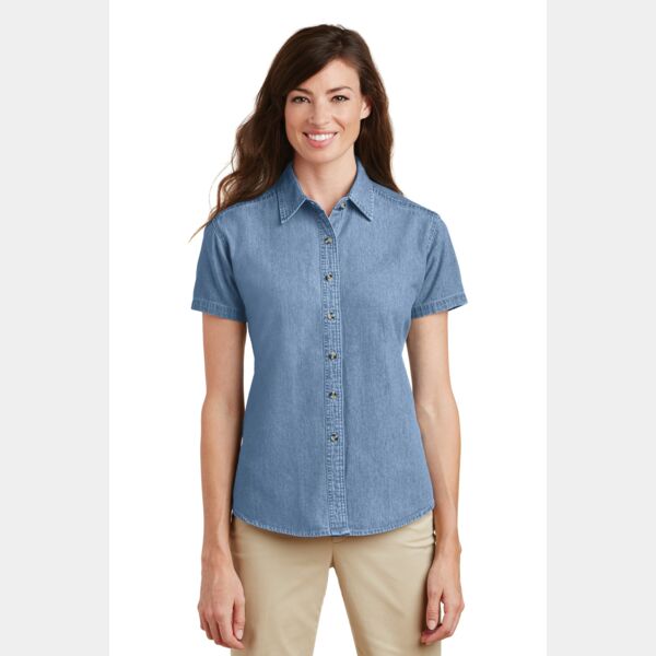 Ladies Short Sleeve Value Denim Shirt Thumbnail