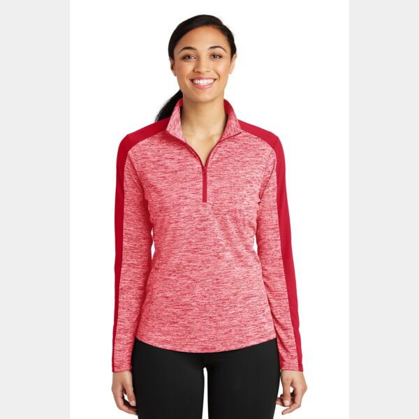 Ladies PosiCharge ® Electric Heather Colorblock 1/4 Zip Pullover Thumbnail