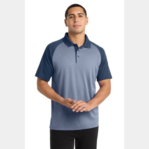 ® PosiCharge ® RacerMesh ® Raglan Heather Block Polo Thumbnail
