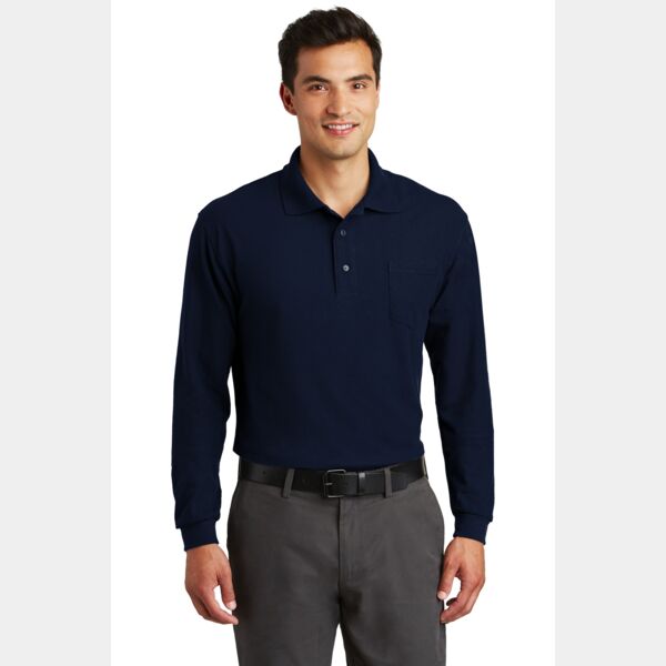 Long Sleeve Silk Touch™ Polo with Pocket Thumbnail
